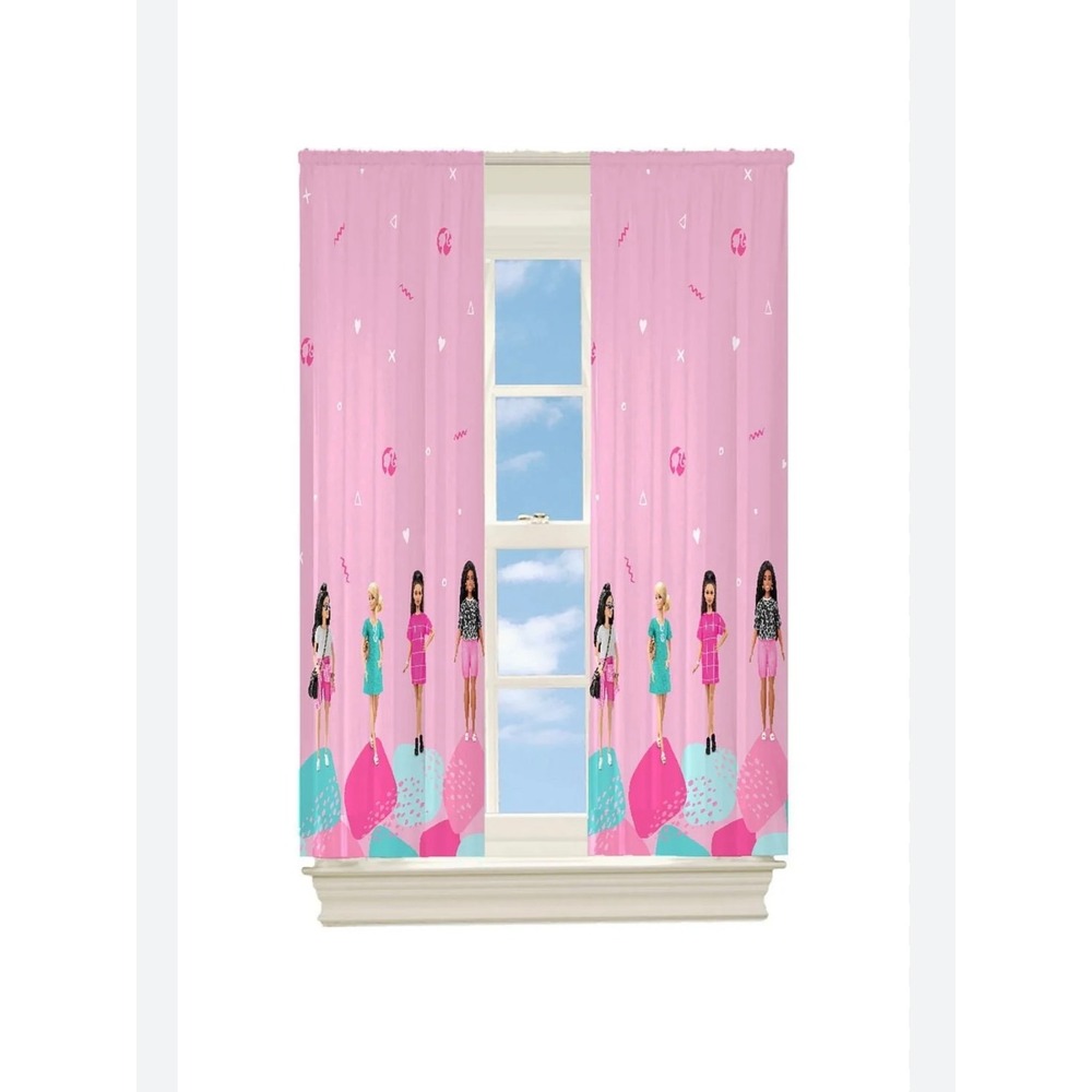 Barbie Kind‎ In Style Pink Room Darkening Drapes Curtains 42x63 Kids Decor NWOT